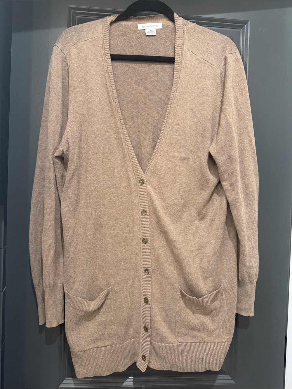 Liz Claiborne Beige Button-Front Women's Cardigan